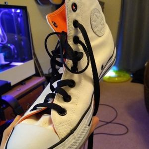 White and black converse shoes